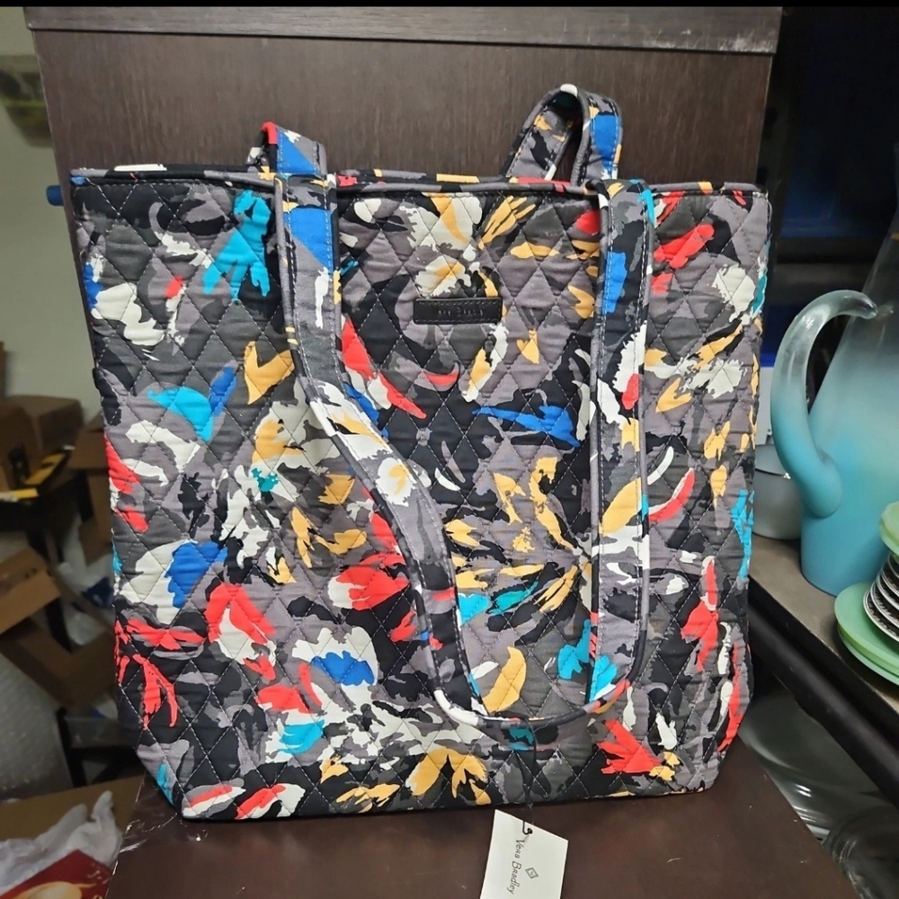 Vera Bradley Tote Splash Floral 15821-J17 With Matching Brush & Pencil Case NWT!